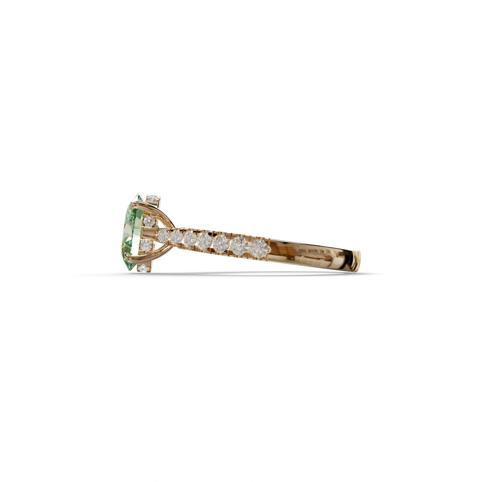 1.50 Carat Green Oval Cut Lab Diamond Engagement Ring - Scorpio