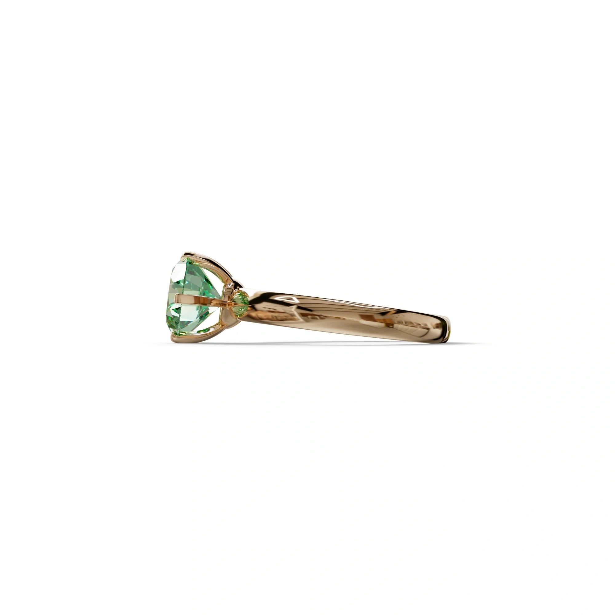 2 Carat Green Round Cut Solitaire Lab Diamond Ring - Fury