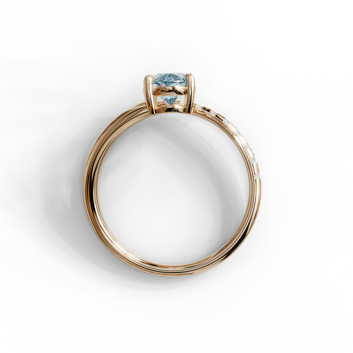 1.5 Carat S-Curve Blue Oval Diamond Pave-set Diamond Ring - Bypass