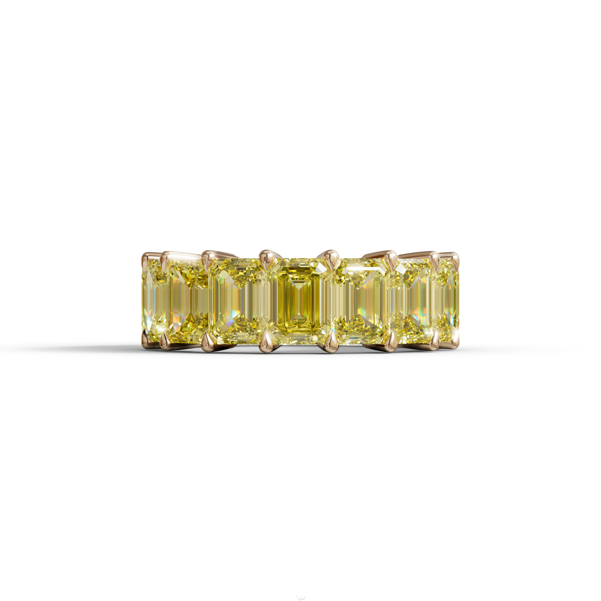 Lab‑Grown Yellow Emerald‑Cut Diamond Band – Classic Full‑Eternity Style - 10K Solid Gold / Rose Gold