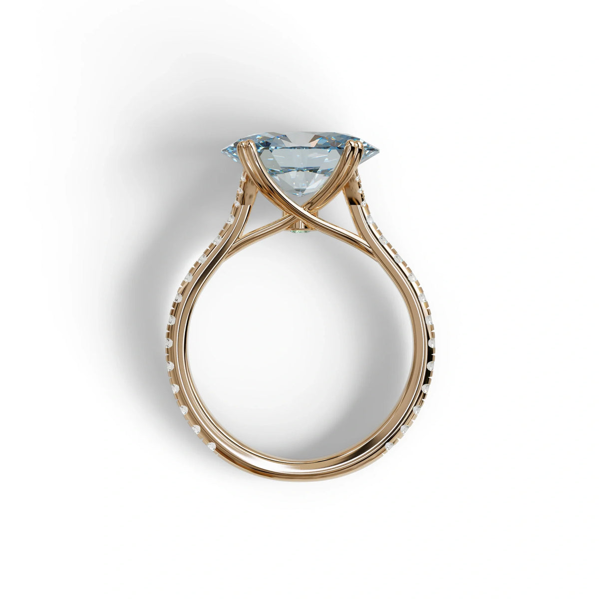 3 Carat Blue Color Oval Cut lab Grown Diamond Engagement Ring- Ellipse