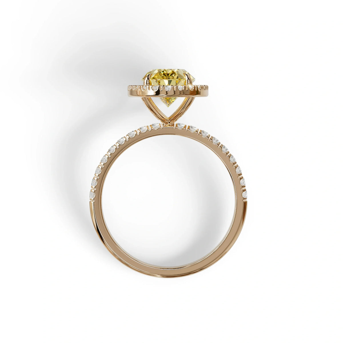 Yellow Oval Cut Halo & Pave Lab Grown Diamond Engagement Ring - AnnaBella