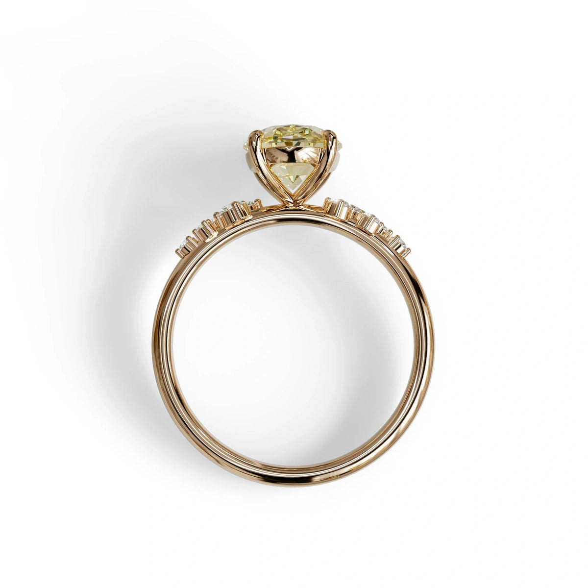 Yellow Oval Cut Cluster-Vintage Setting Lab Grown Diamond Ring - Celeste Arc