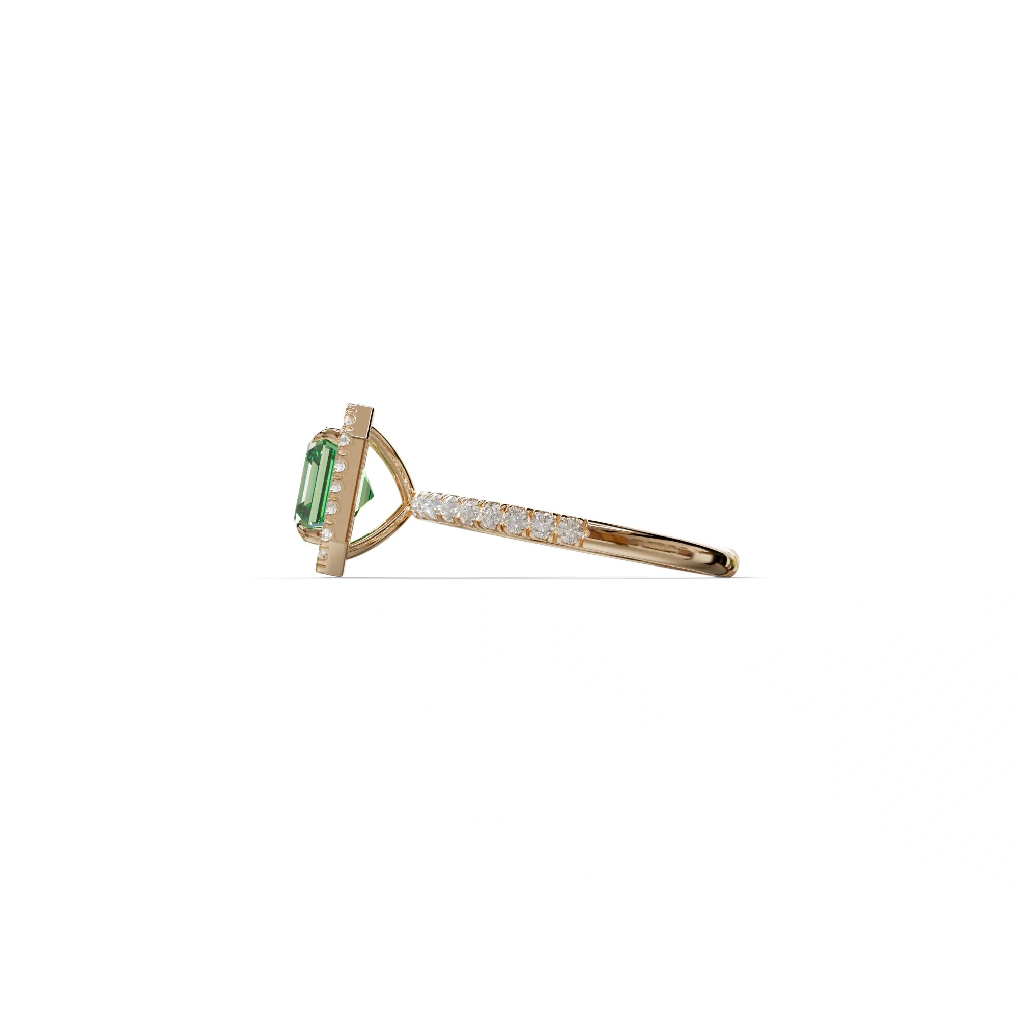 3.5 Ct Green Asscher Cut Lab Diamond In Halo & Pave Setting Ring - Up Glam