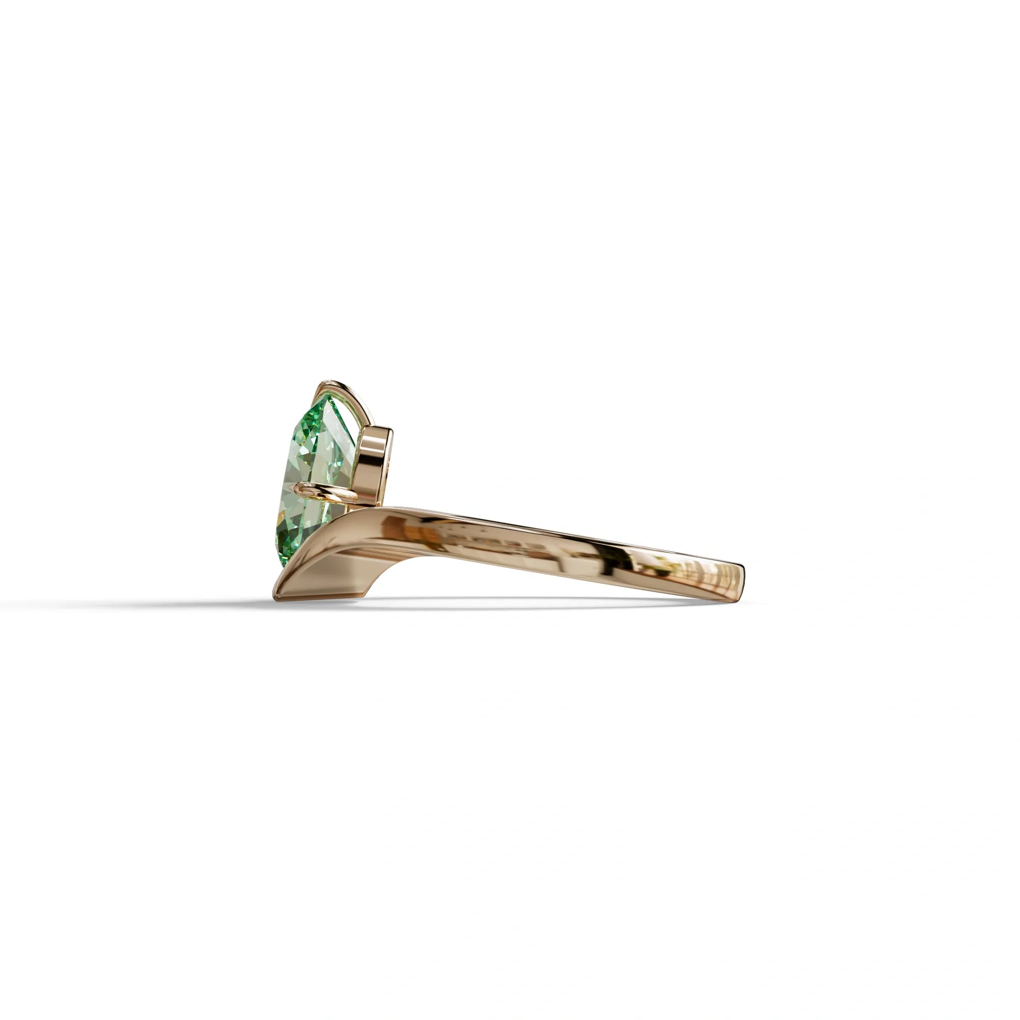 Nested 2 Carat Green Oval Cut Solitaire Lab Grown Diamond Engagement Ring - Aura