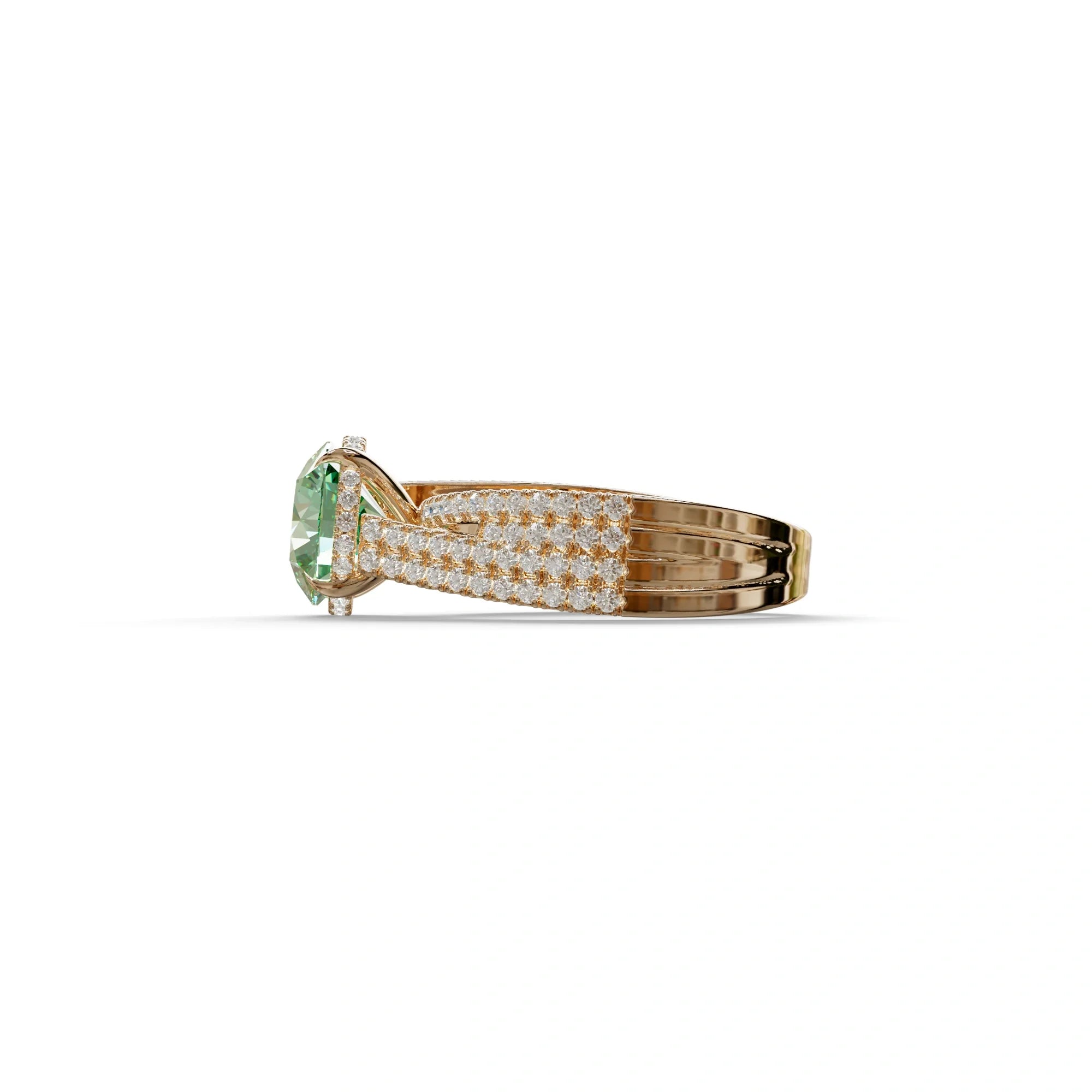 2 Carat Green Round Cut Hidden Halo Lab & Pave Lab Diamond Ring - Je t’aime