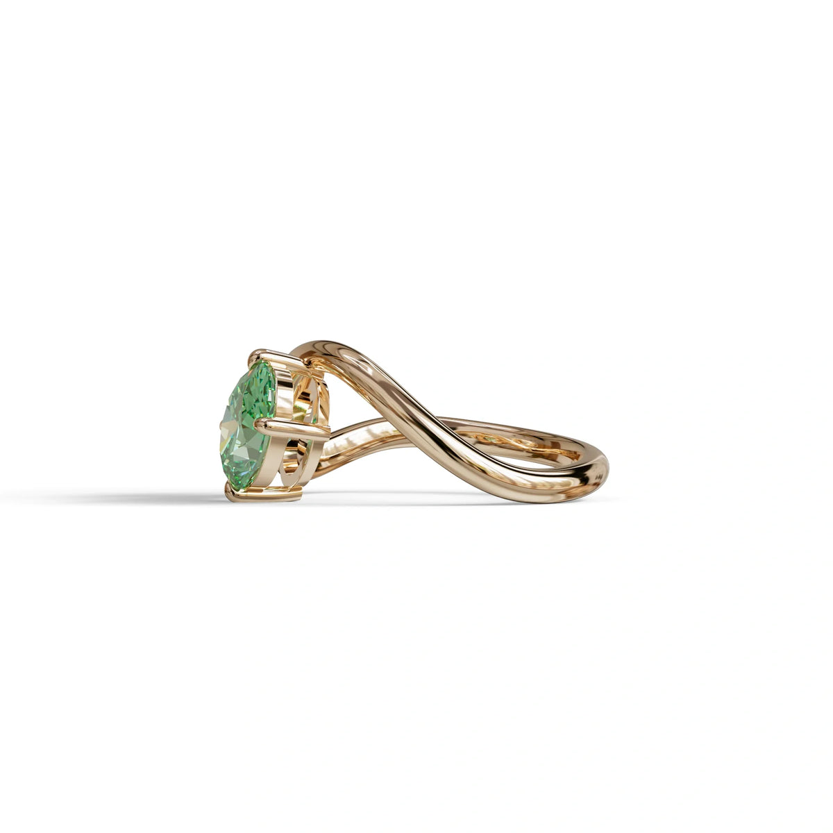 3 Carat Green Oval and Pear Cut Lab Diamond Engagement Ring - Toi Et Moi