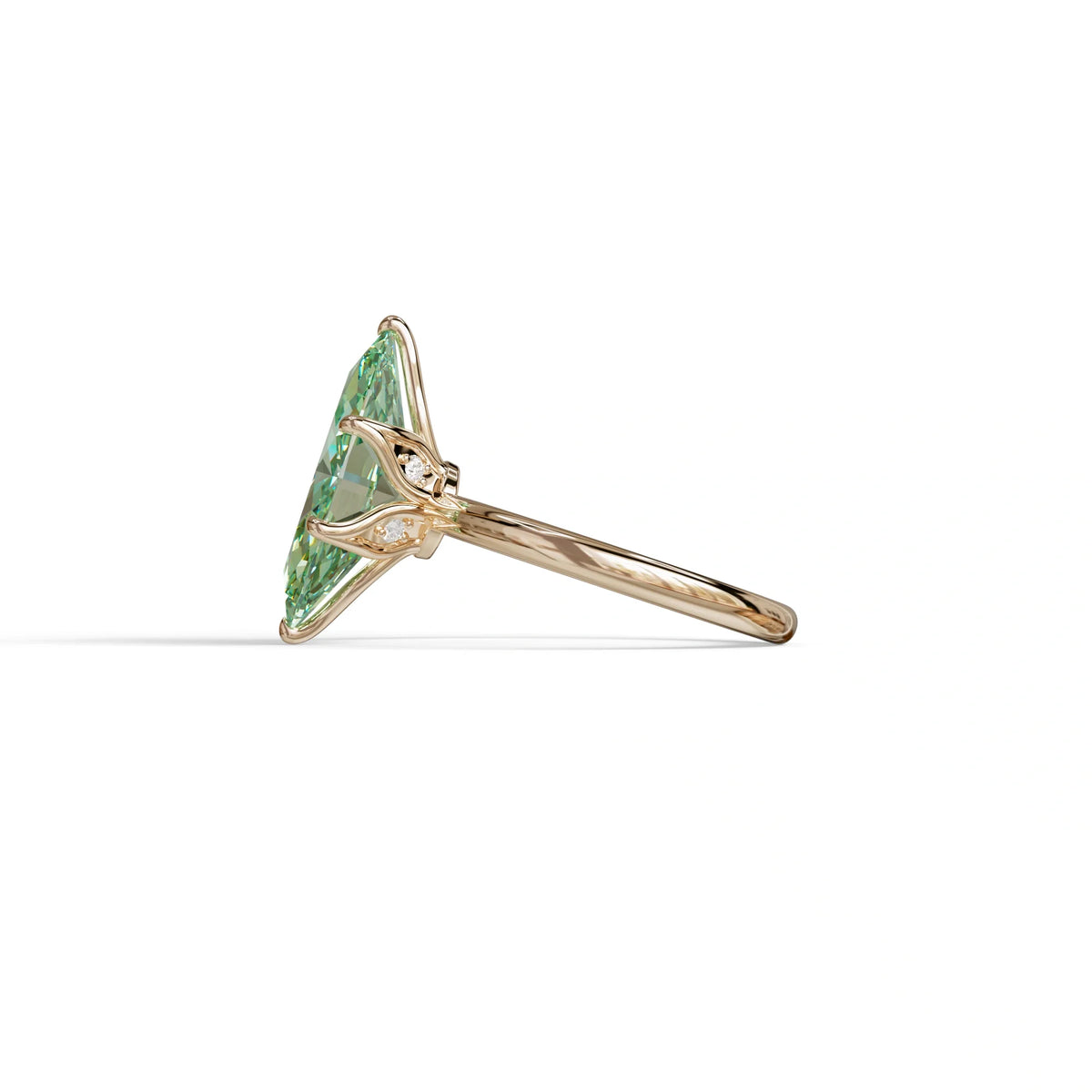 5 Carat Green Lab Grown Diamond Engagement Ring · Marquise Cut Hidden Halo | Etoile - view 5