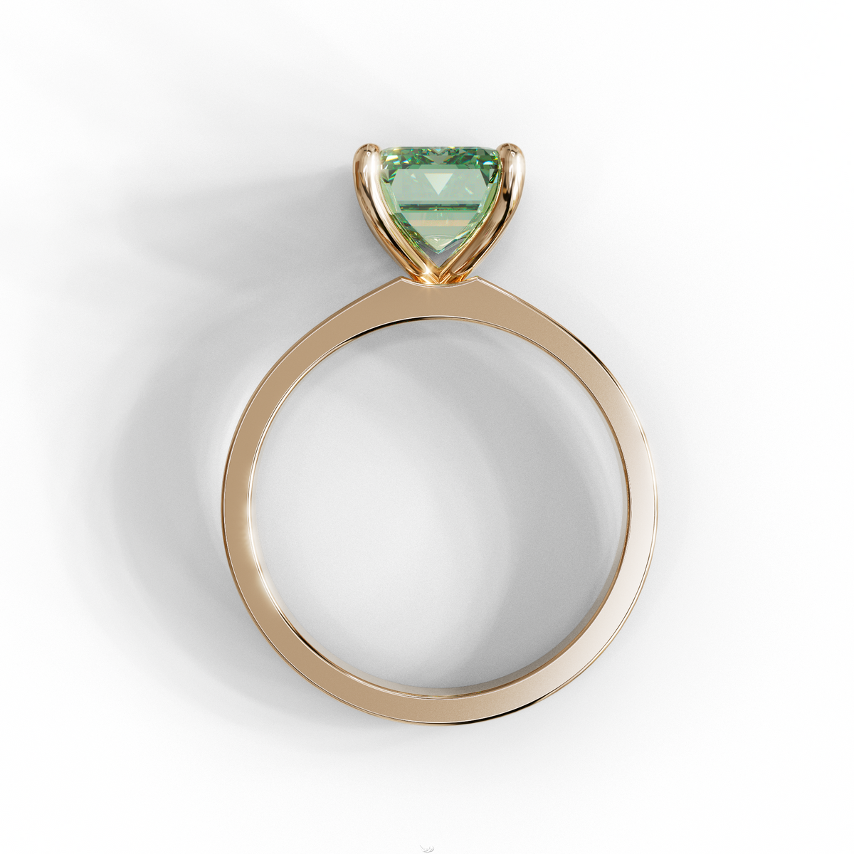 3 Carat Green Emerald Lab Grown Diamond Solitaire Engagement Ring - Zulu