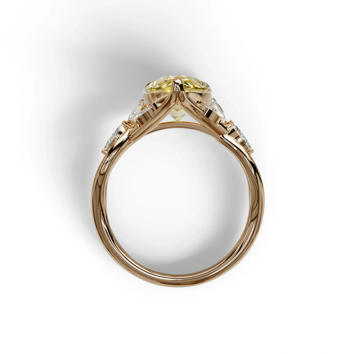 3 Carat Yellow Pear Cut Cluster-Vintage Setting Lab Grown Diamond Ring - Celena