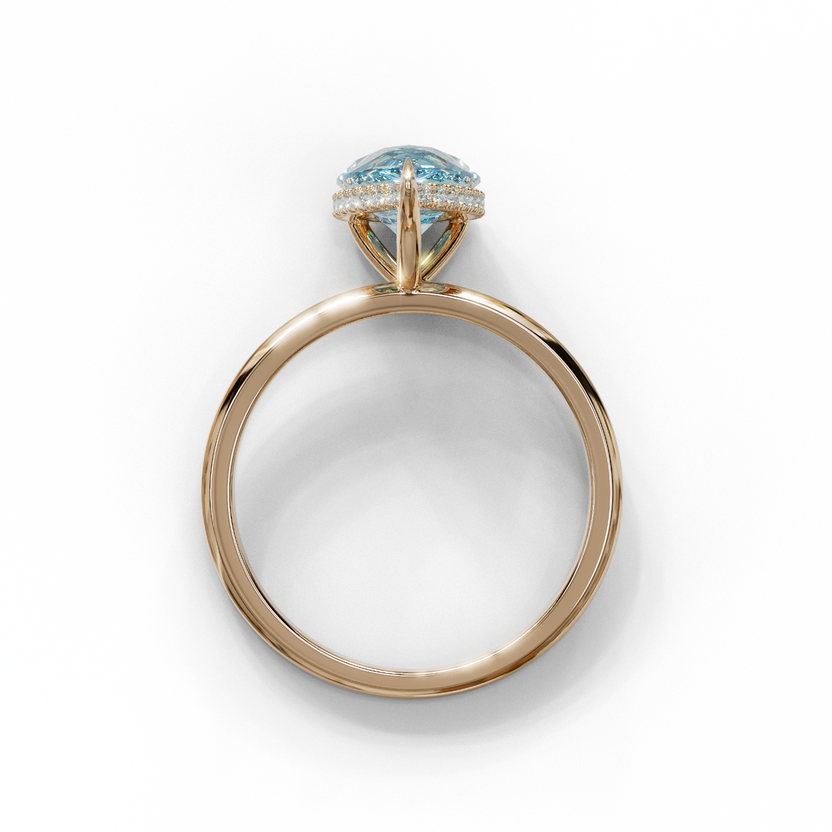 3.5 Carat Blue Pear Cut Hidden Halo Lab Grown Diamond Ring