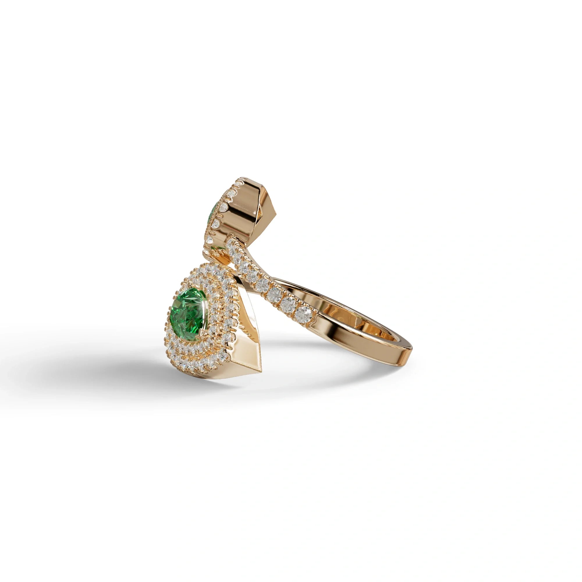 2 Carat Green Pear Cut Halo & Pave Lab Grown Diamond Ring - Ahurissant