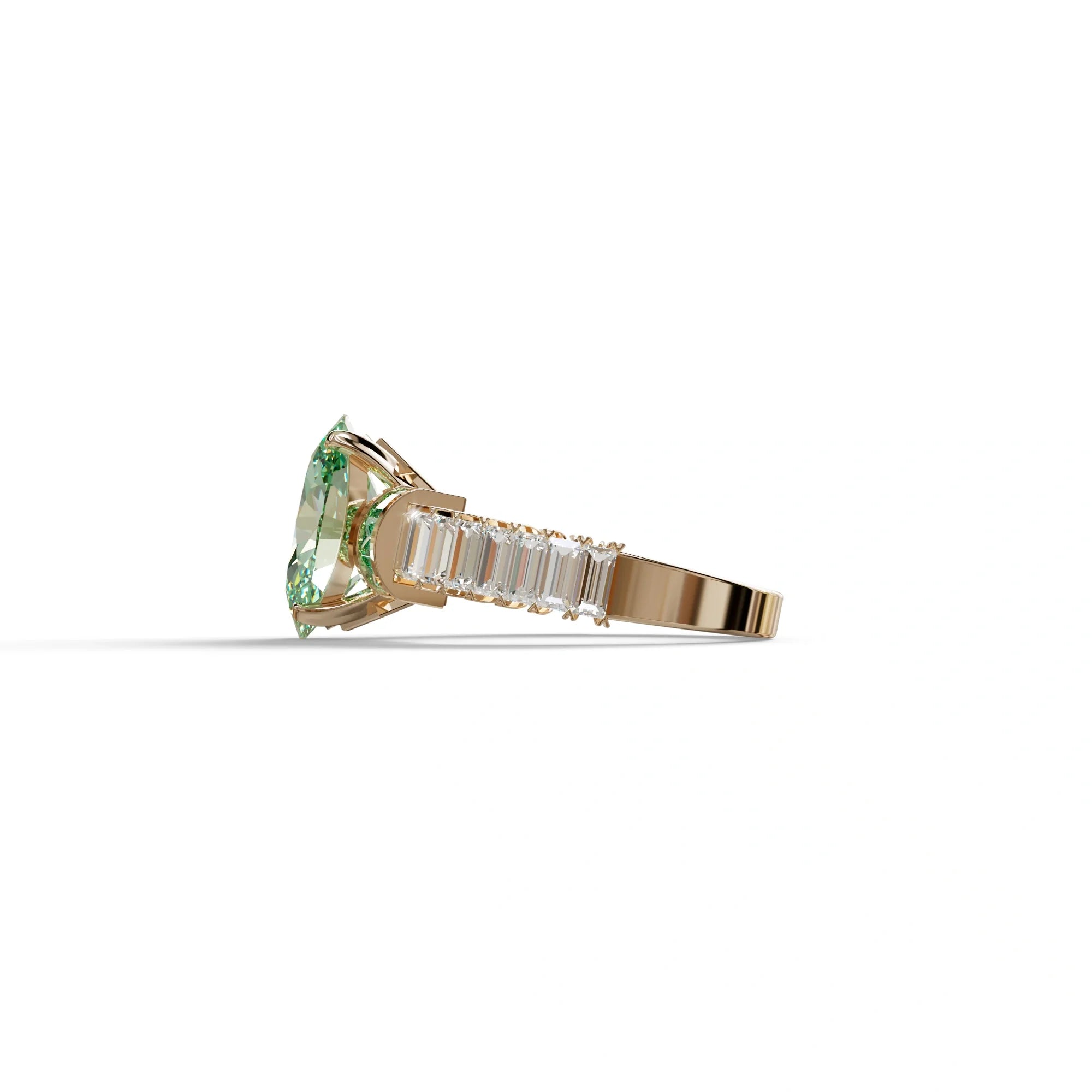 3 Carat Fancy Green Oval Cut Lab-Grown Diamond Wedding Ring – Bellora