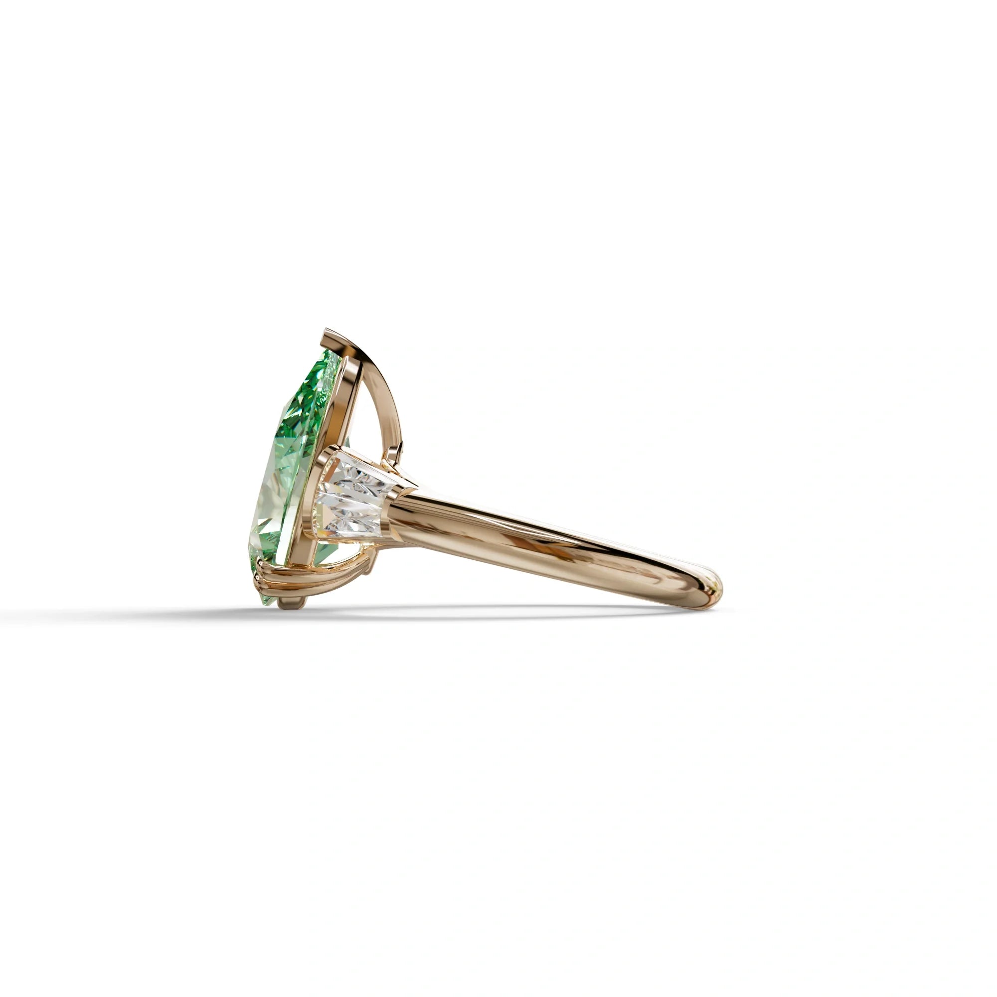 4 carat fancy Vivid Green Pear Cut Lab Grown Diamond Ring-Claire