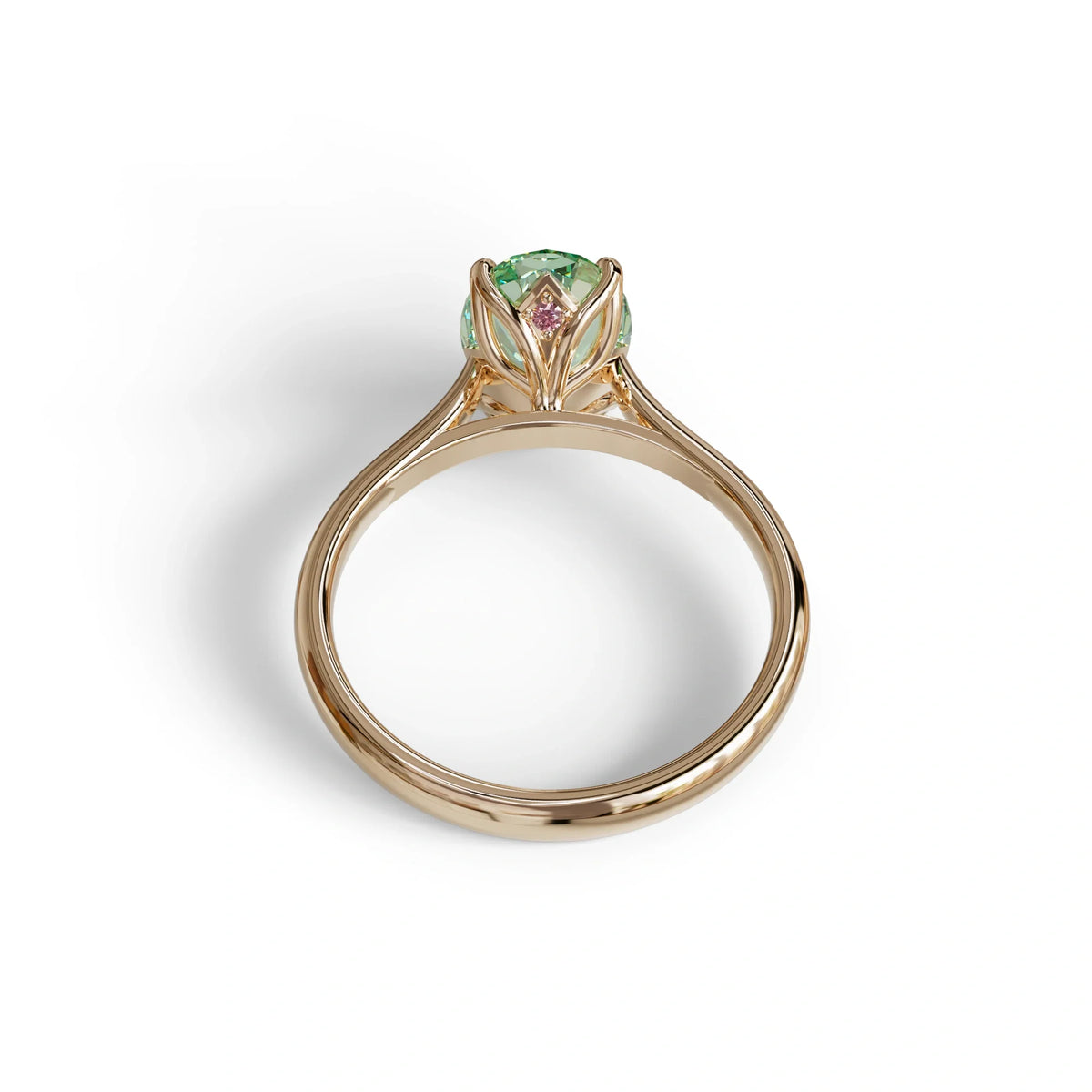 3 Carat Fancy Green Lab Grown Diamond Oval Cut Engagement Ring | Secret Pink Diamond- Eclipse