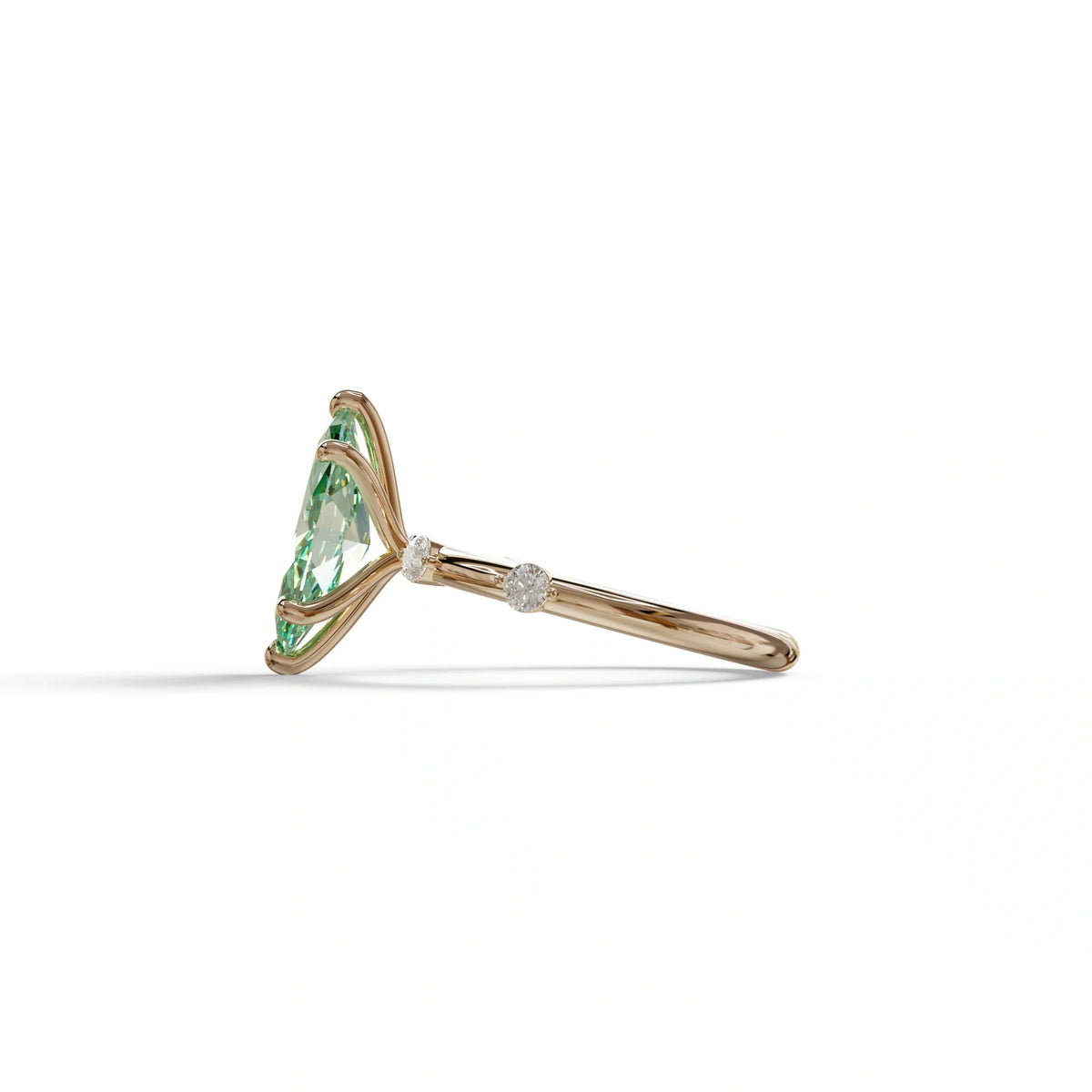 2.5 Ct Fancy Vivid Green Marquise Cut Lab Diamond In Space-Chanel Setting Ring - Nimi