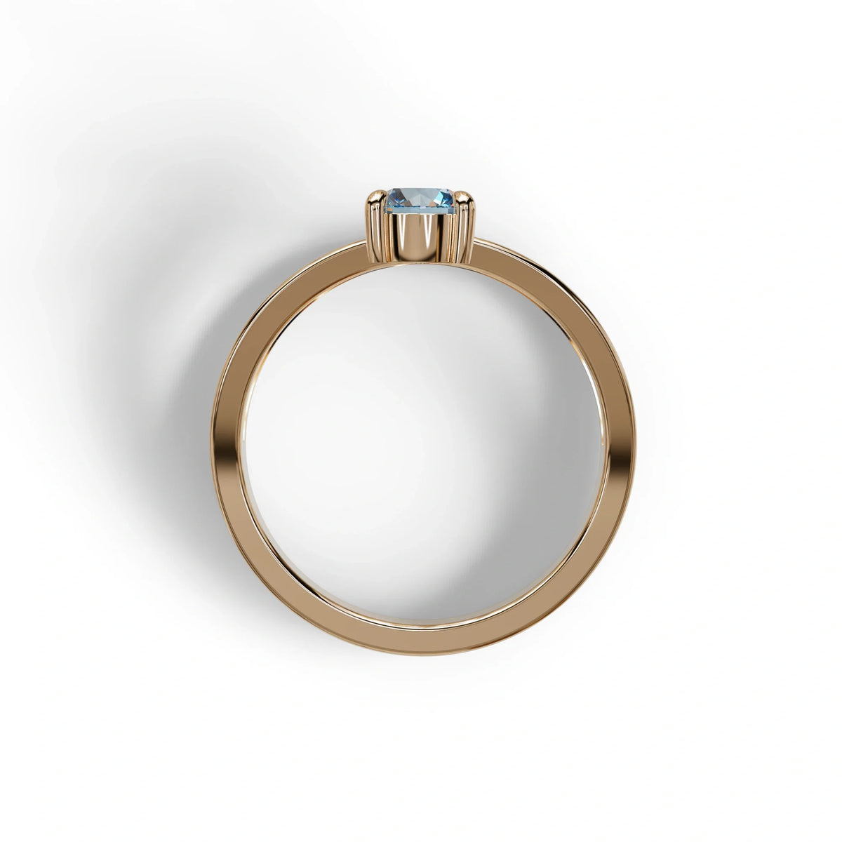 Blue Round Brilliant Solitaire Engagement Ring with a split‑shank Band - Auric Grace