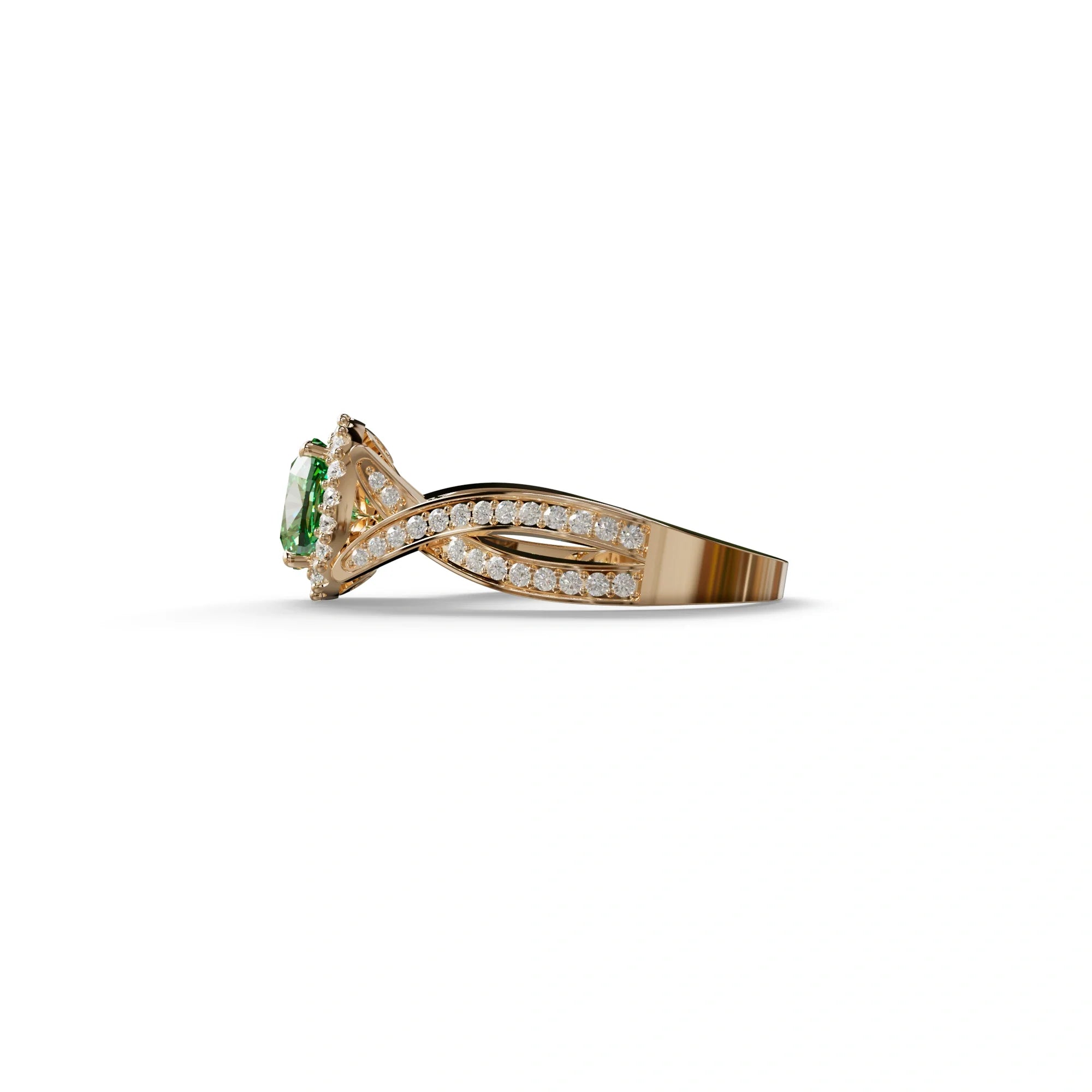 3 Carat Green Cushion Cut Lab Grown Halo Diamond Engagement Ring - Odessa