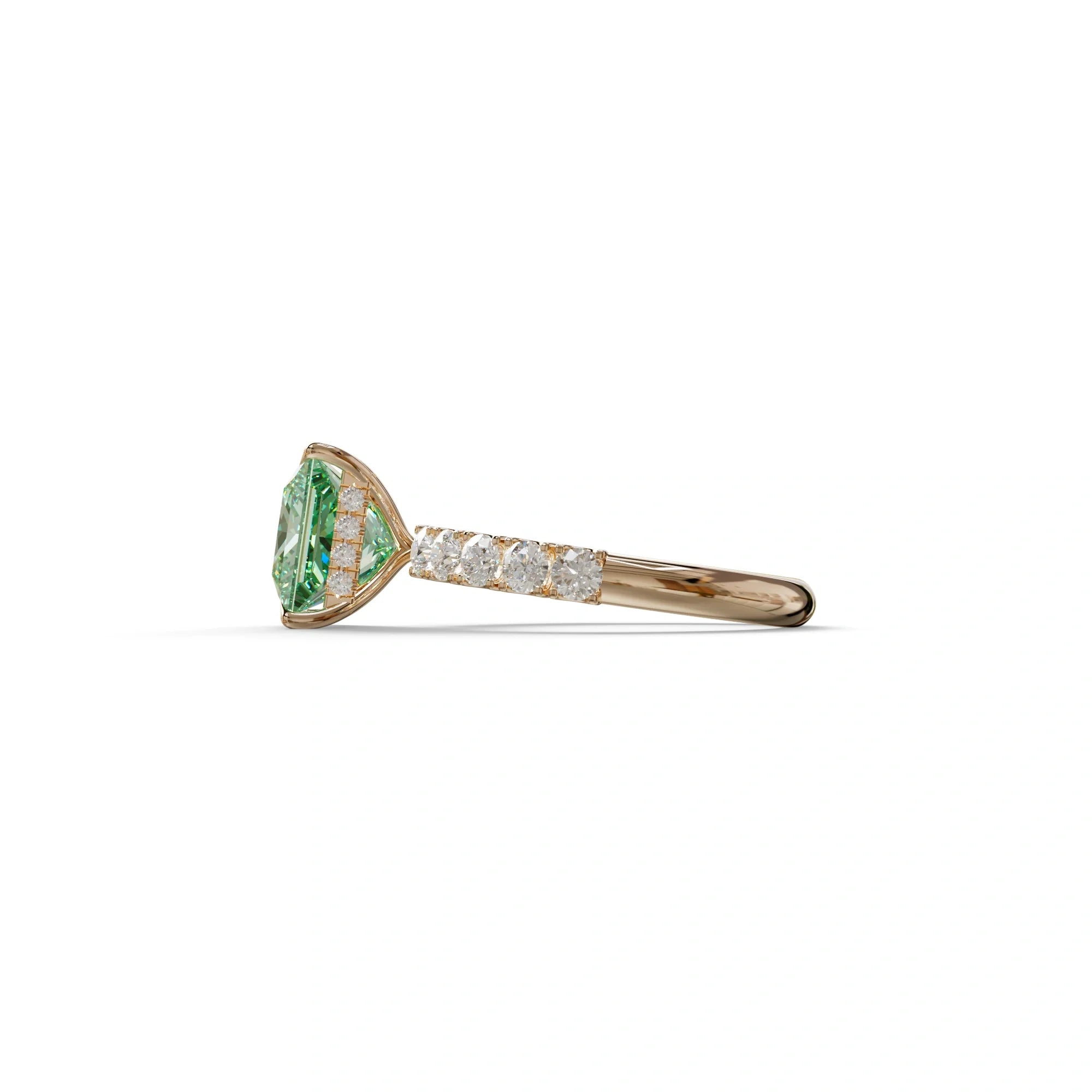 3 Carat Green Princess Cut Pave Lab Created Diamond Ring - Elysia