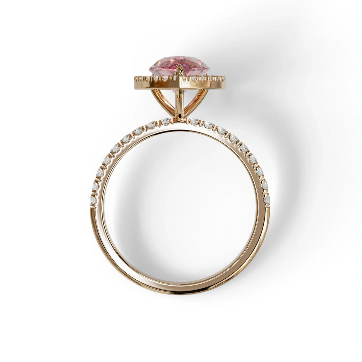 2 Carat Pink Pear Cut Halo & Pave Lab Diamond Ring - Glam Deck