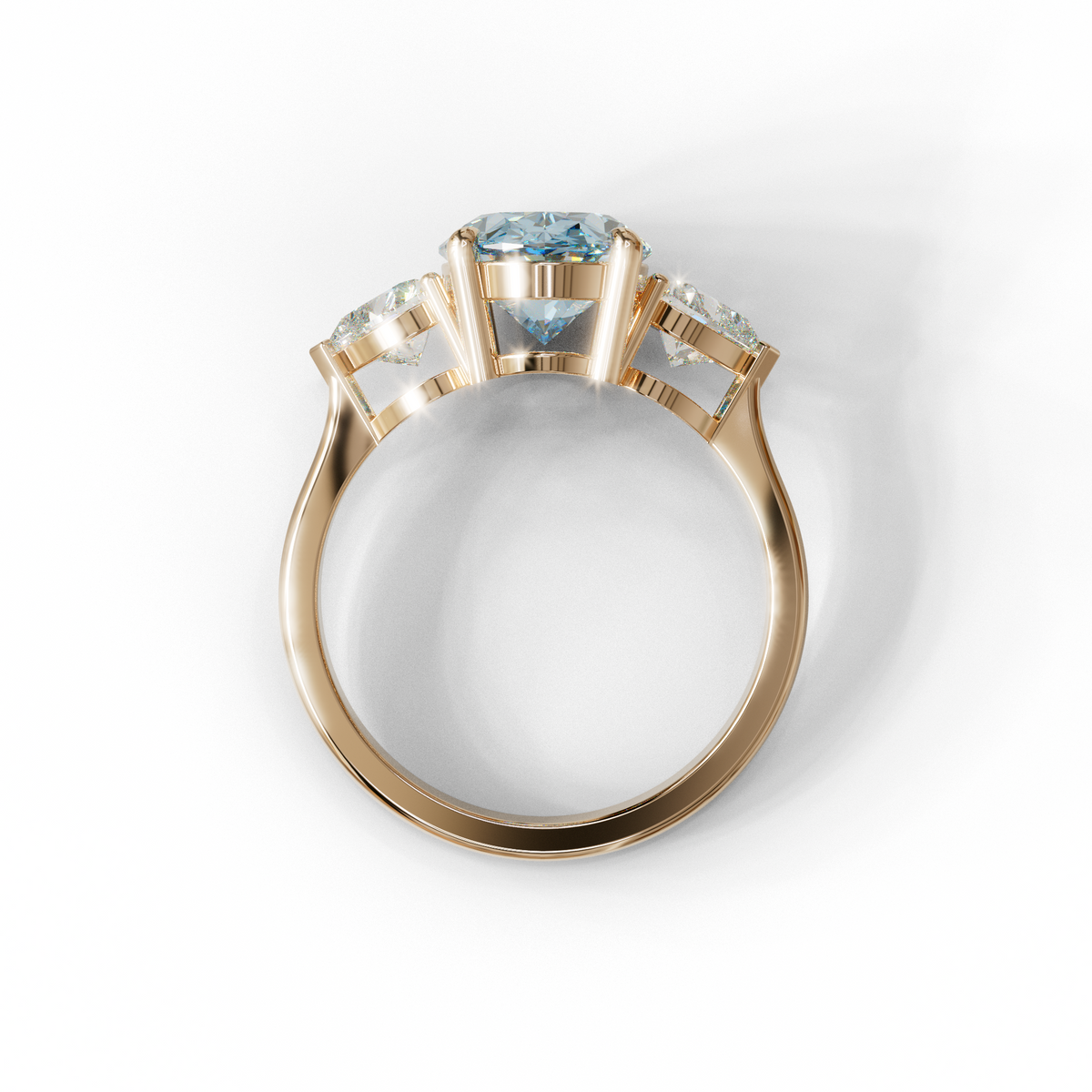 4 Ct Blue Oval & Heart Shape 3 Stone Engagement Diamond Ring - Lucid