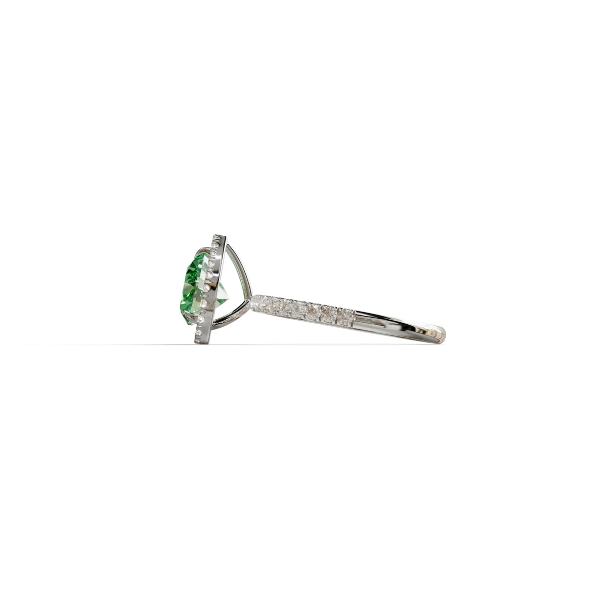 Green Heart Cut Halo & Pavé Lab Grown Diamond Engagement Ring - Gelia