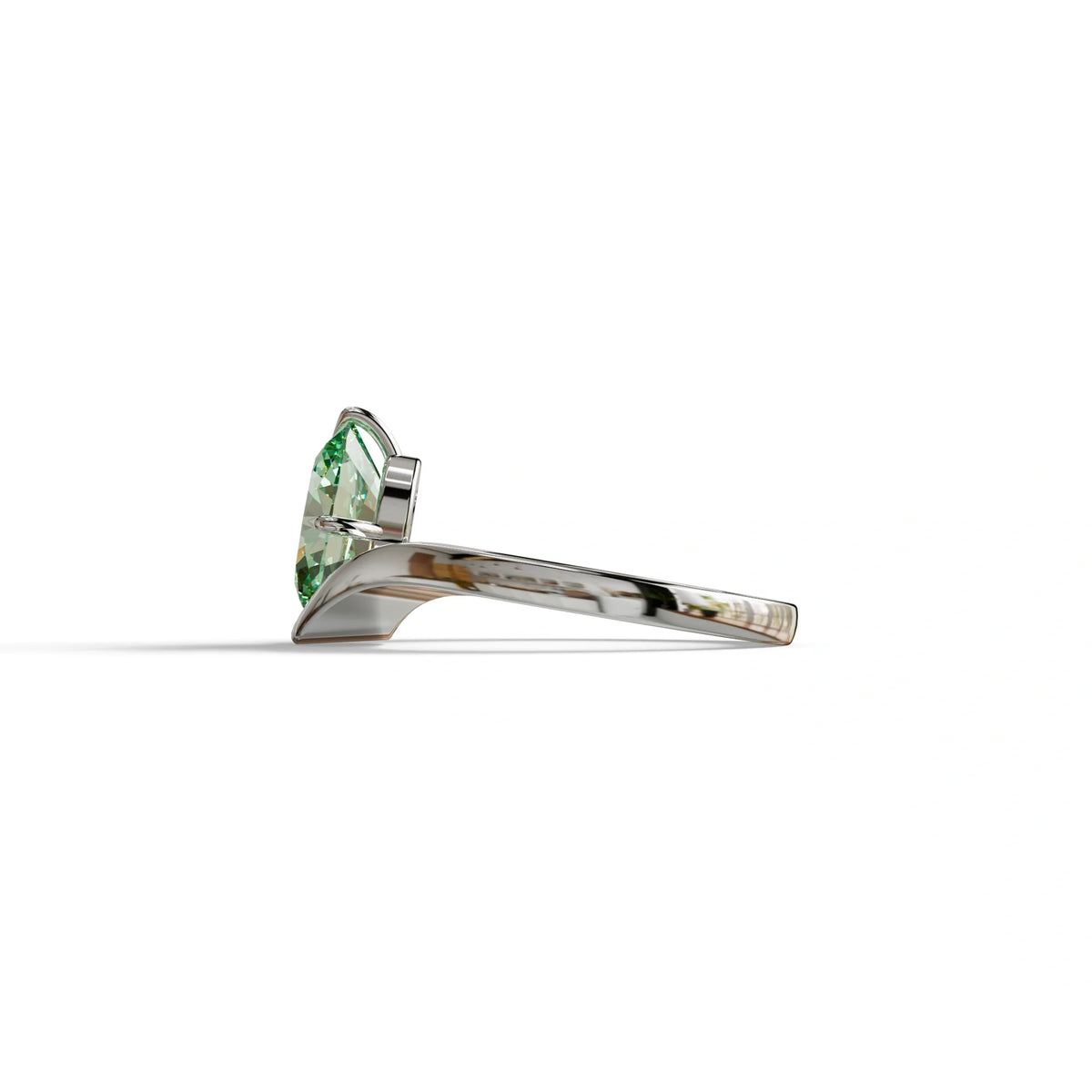 Nested 2 Carat Green Oval Cut Solitaire Lab Grown Diamond Engagement Ring - Aura