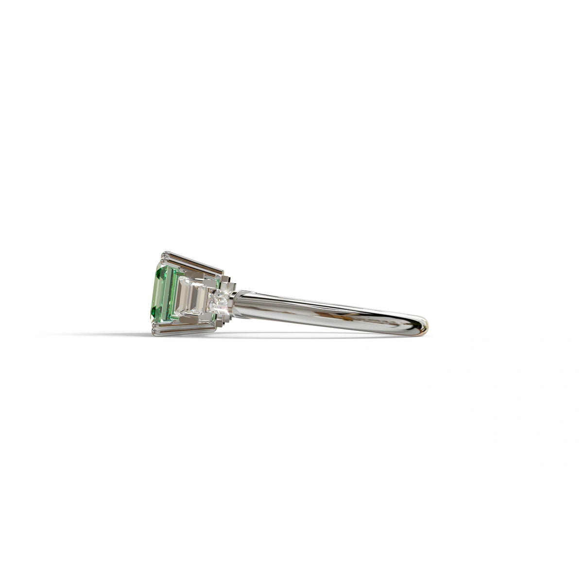 3 Carat Green Asscher Three Stone Lab grown Diamond Ring - Vetra