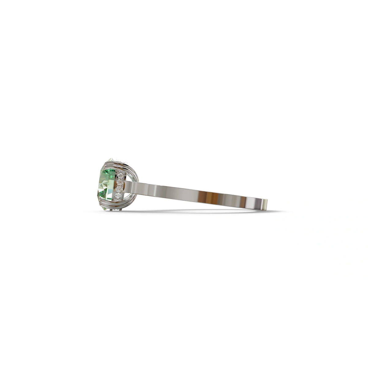 2 Carat Green Round Cut Hidden Halo Lab Diamond Engagement Ring - Maeve