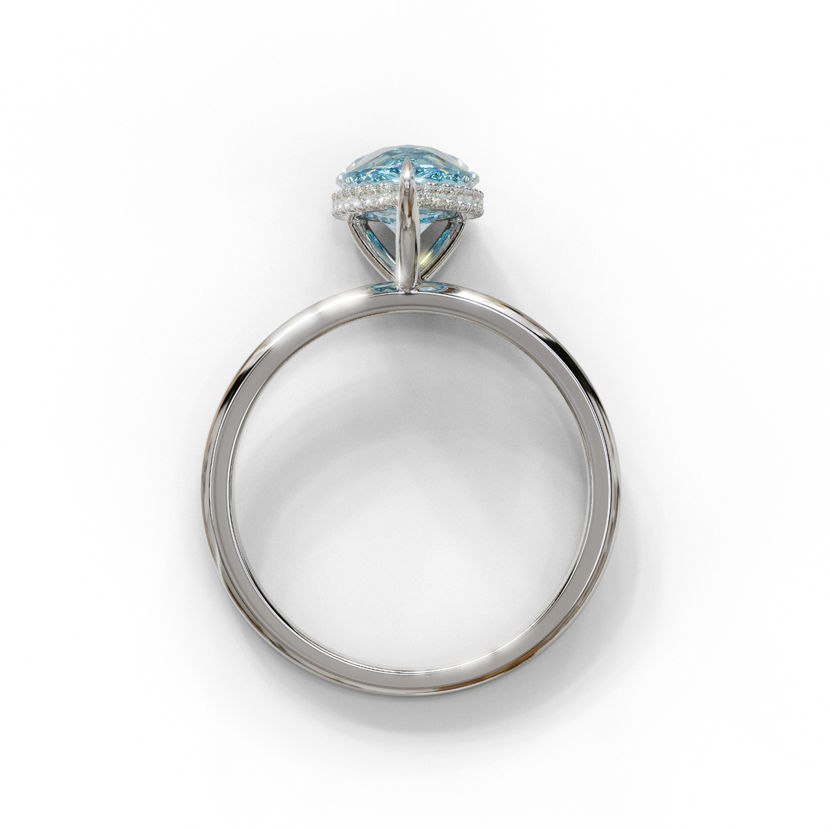 3.5 Carat Blue Pear Cut Hidden Halo Lab Grown Diamond Ring