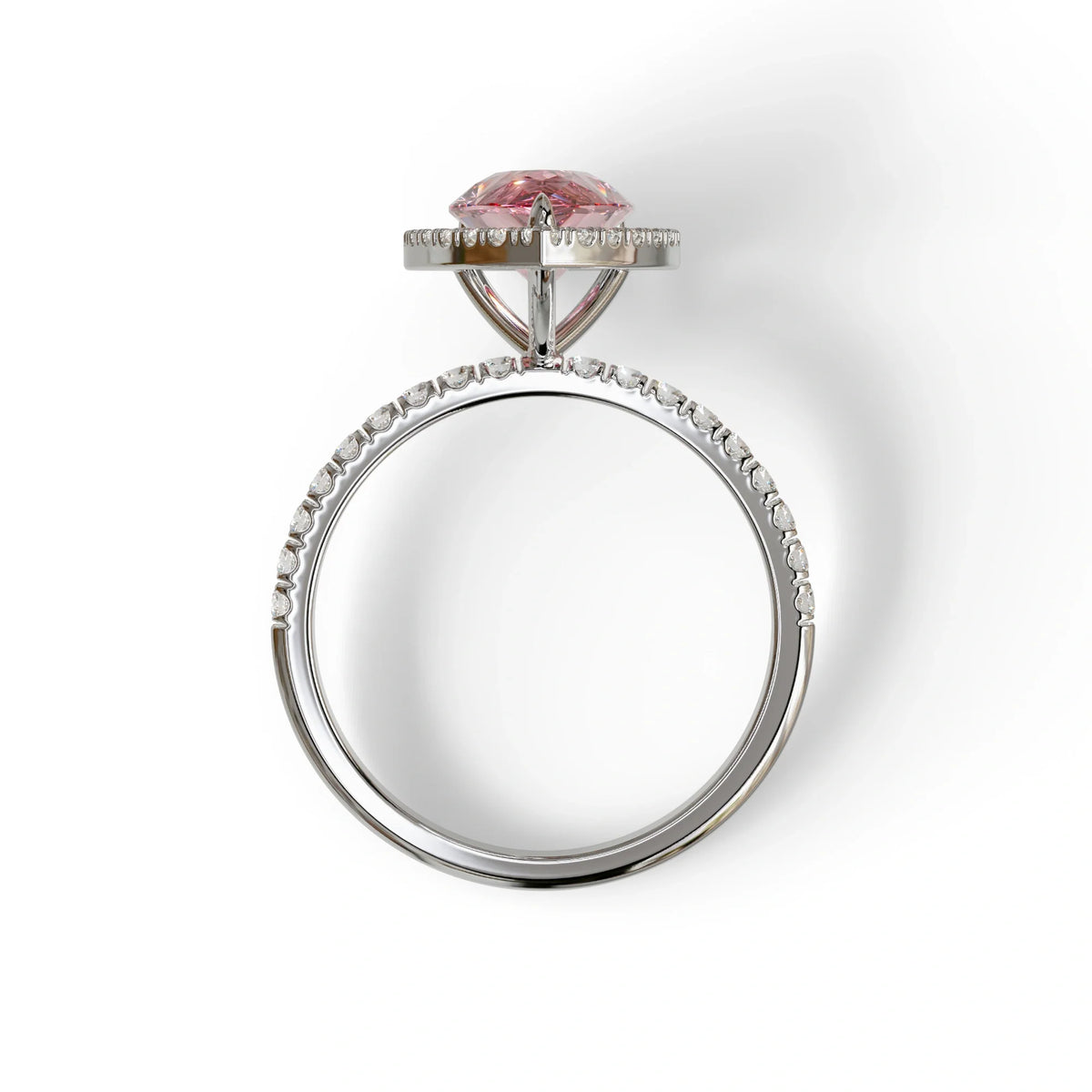 2 Carat Pink Pear Cut Halo & Pave Lab Diamond Ring - Glam Deck