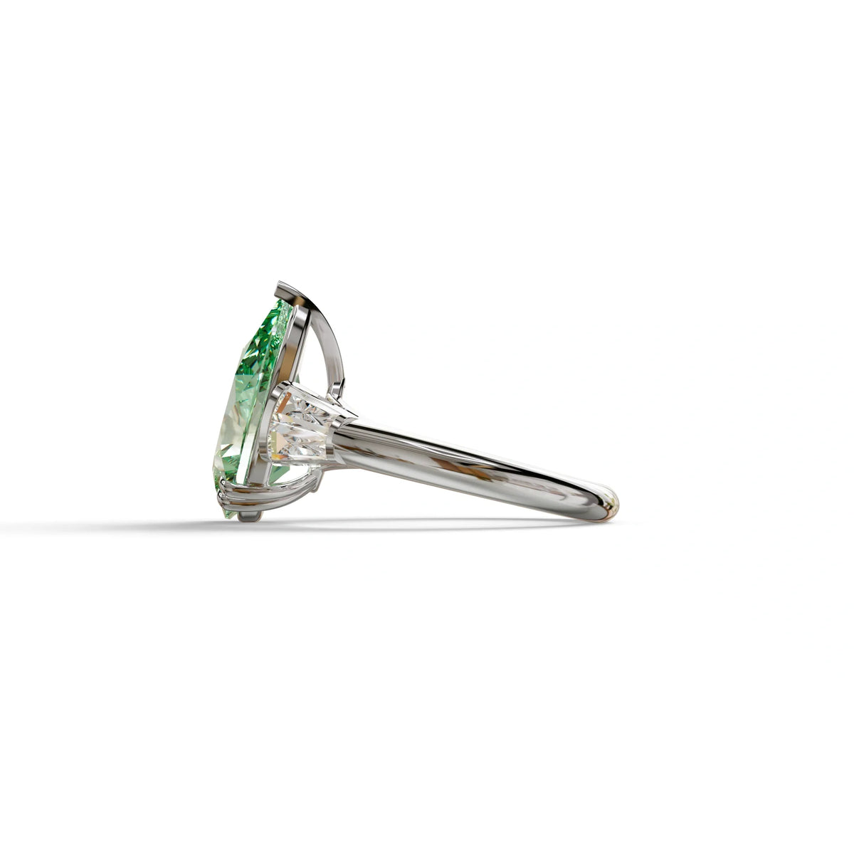 4 carat fancy Vivid Green Pear Cut Lab Grown Diamond Ring-Claire