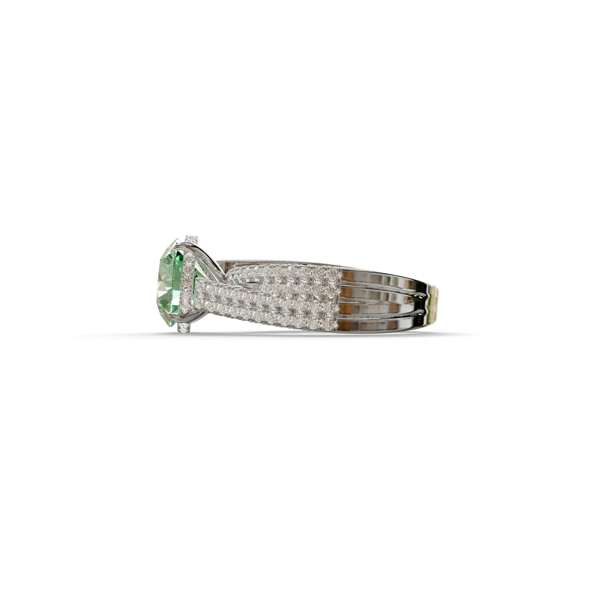2 Carat Green Round Cut Hidden Halo Lab & Pave Lab Diamond Ring - Je t’aime