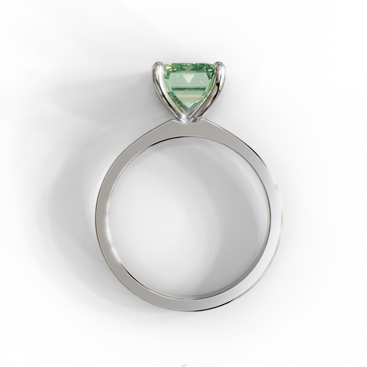 3 Carat Green Emerald Lab Grown Diamond Solitaire Engagement Ring - Zulu