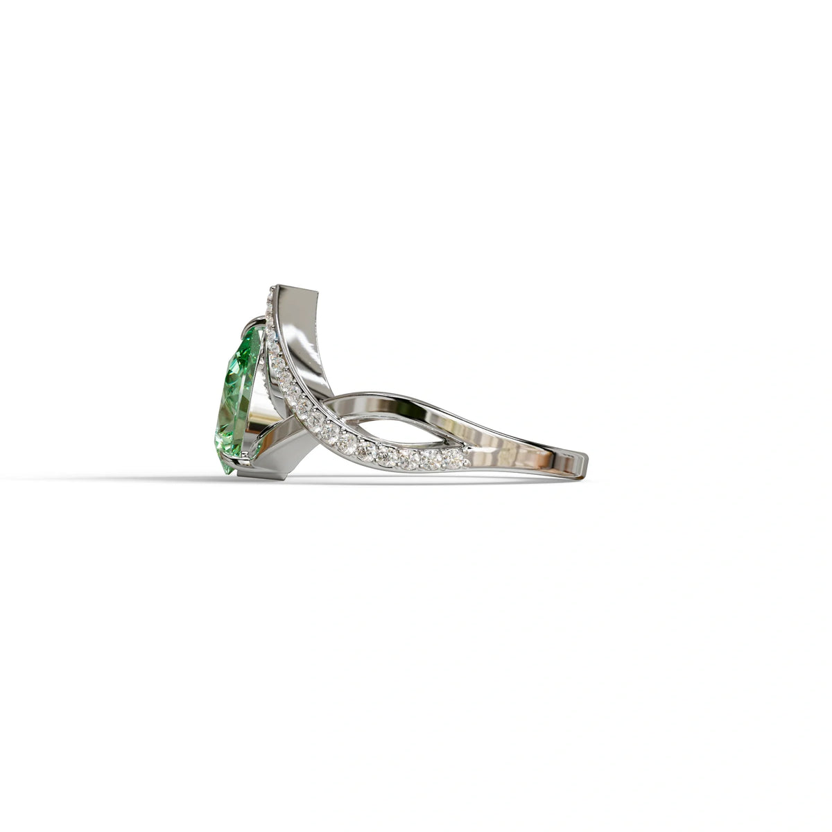 2 Carat Green Pear Cut Tear Drop Lab Diamond Ring - Glamly