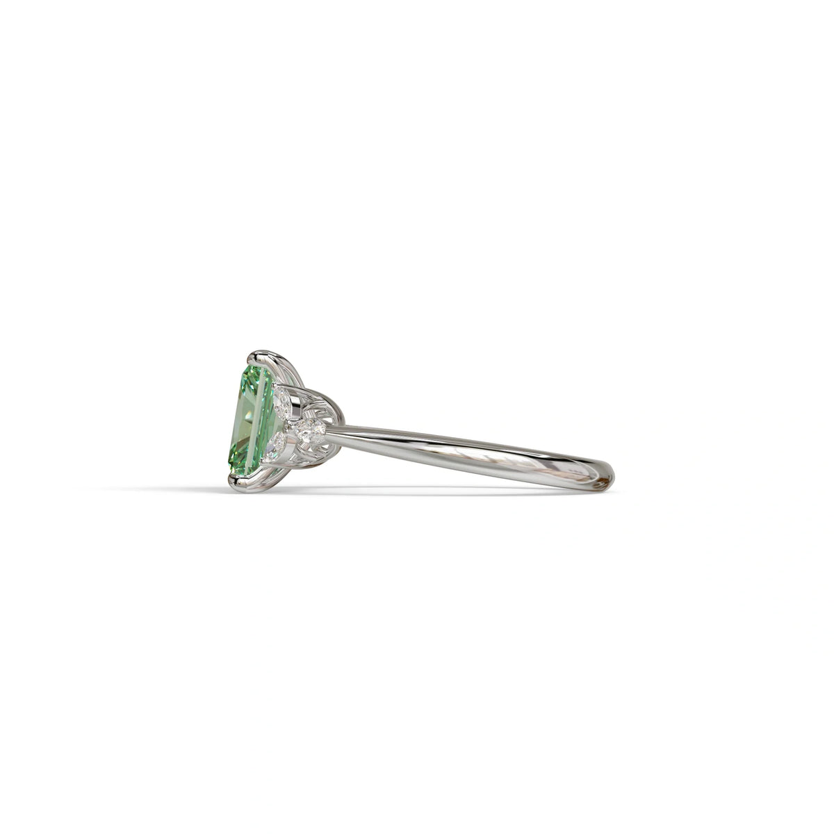 2.5 Carat Green Lab Grown Diamond Engagement Ring · Radiant Cut Nature-Inspired | Aurora - view 6