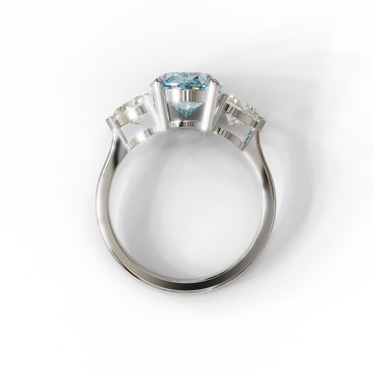 4 Ct Blue Oval & Heart Shape 3 Stone Engagement Diamond Ring - Lucid