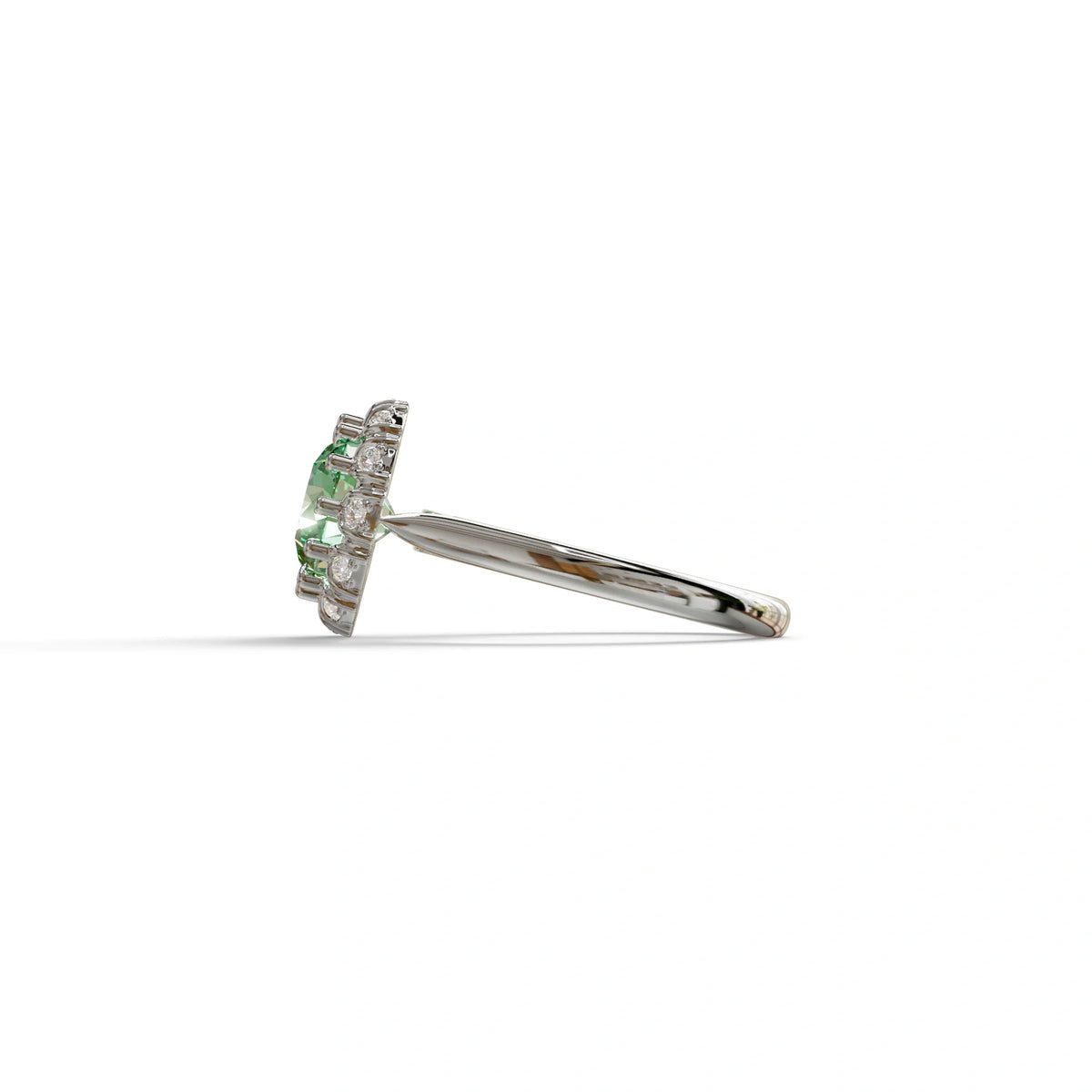3 Carat Green Round Shaped Halo Lab Diamond Ring - Sunflower