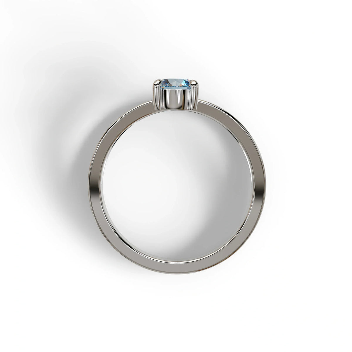 Blue Round Brilliant Solitaire Engagement Ring with a split‑shank Band - Auric Grace