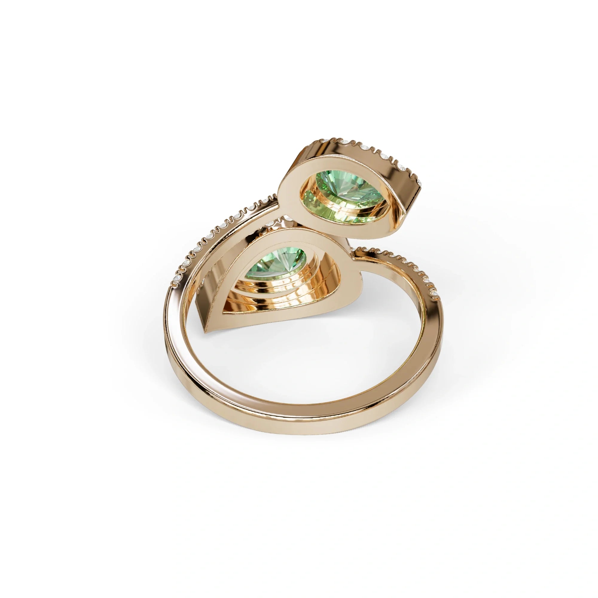 2 Carat Green Pear Cut Halo & Pave Lab Grown Diamond Ring - Ahurissant