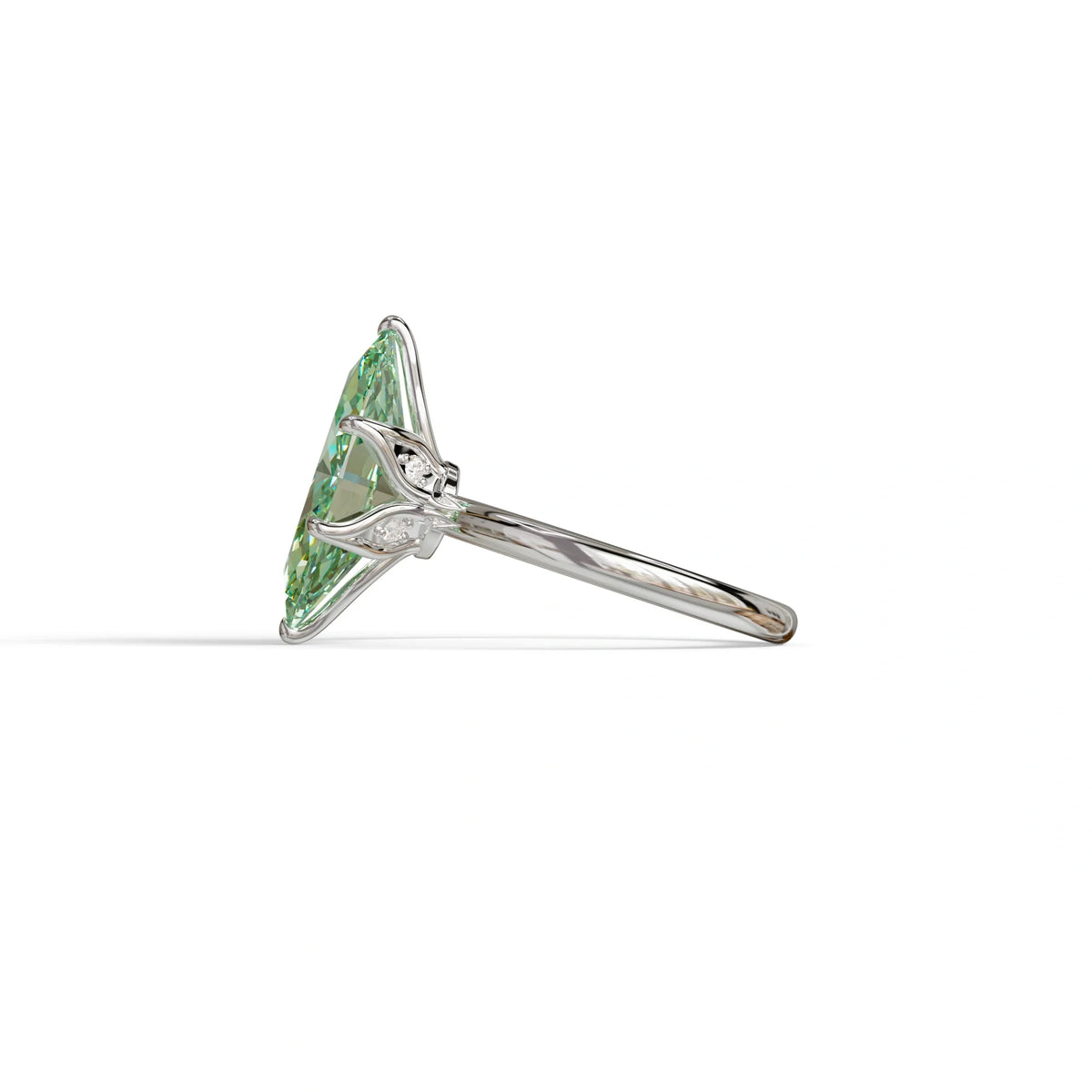 5 Carat Green Lab Grown Diamond Engagement Ring · Marquise Cut Hidden Halo | Etoile - view 6