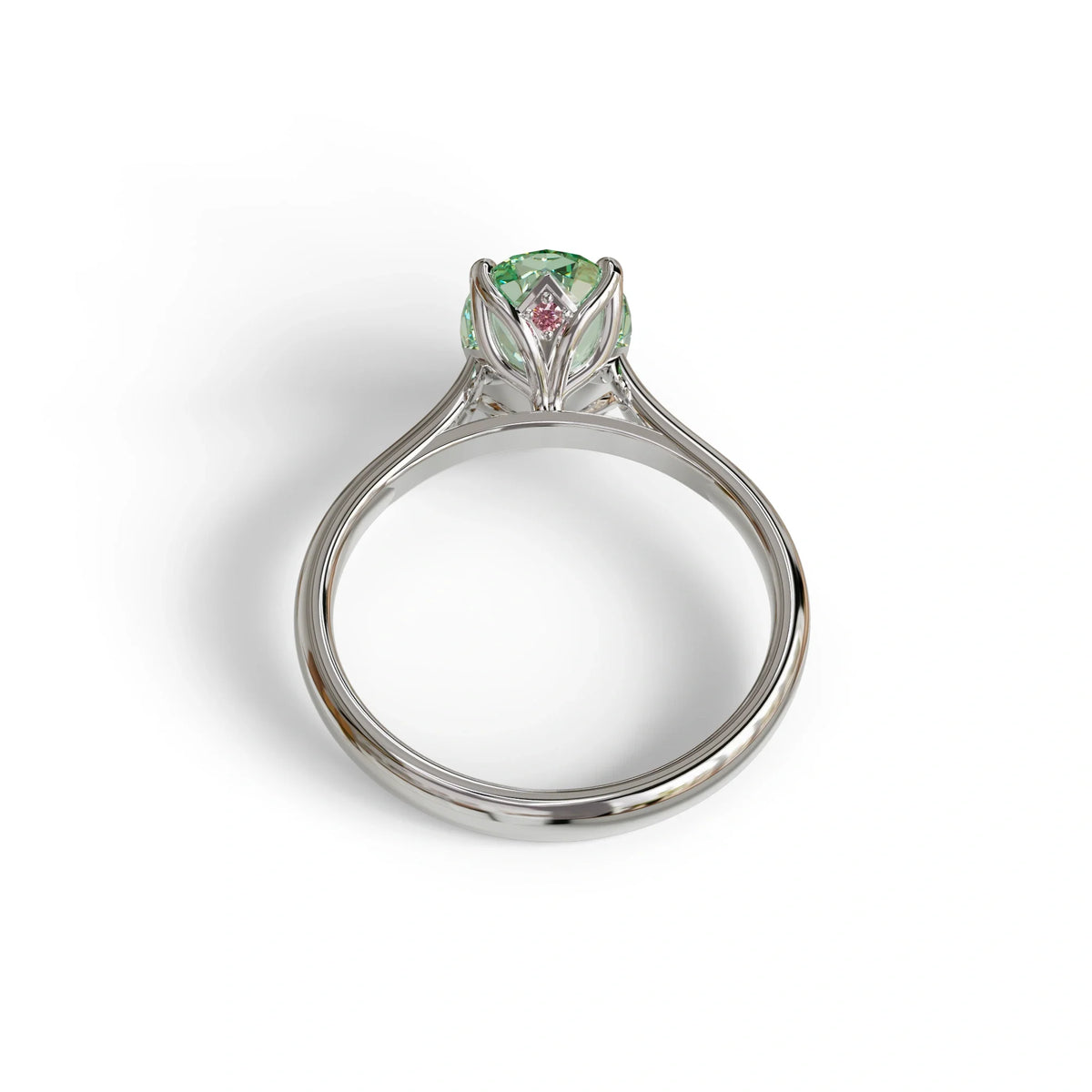 3 Carat Fancy Green Lab Grown Diamond Oval Cut Engagement Ring | Secret Pink Diamond- Eclipse