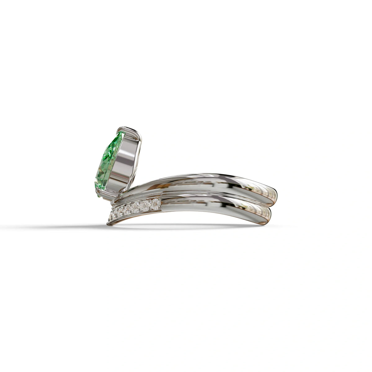 2 Carat Green Color Lab Diamond Wedding Ring set - Gemini