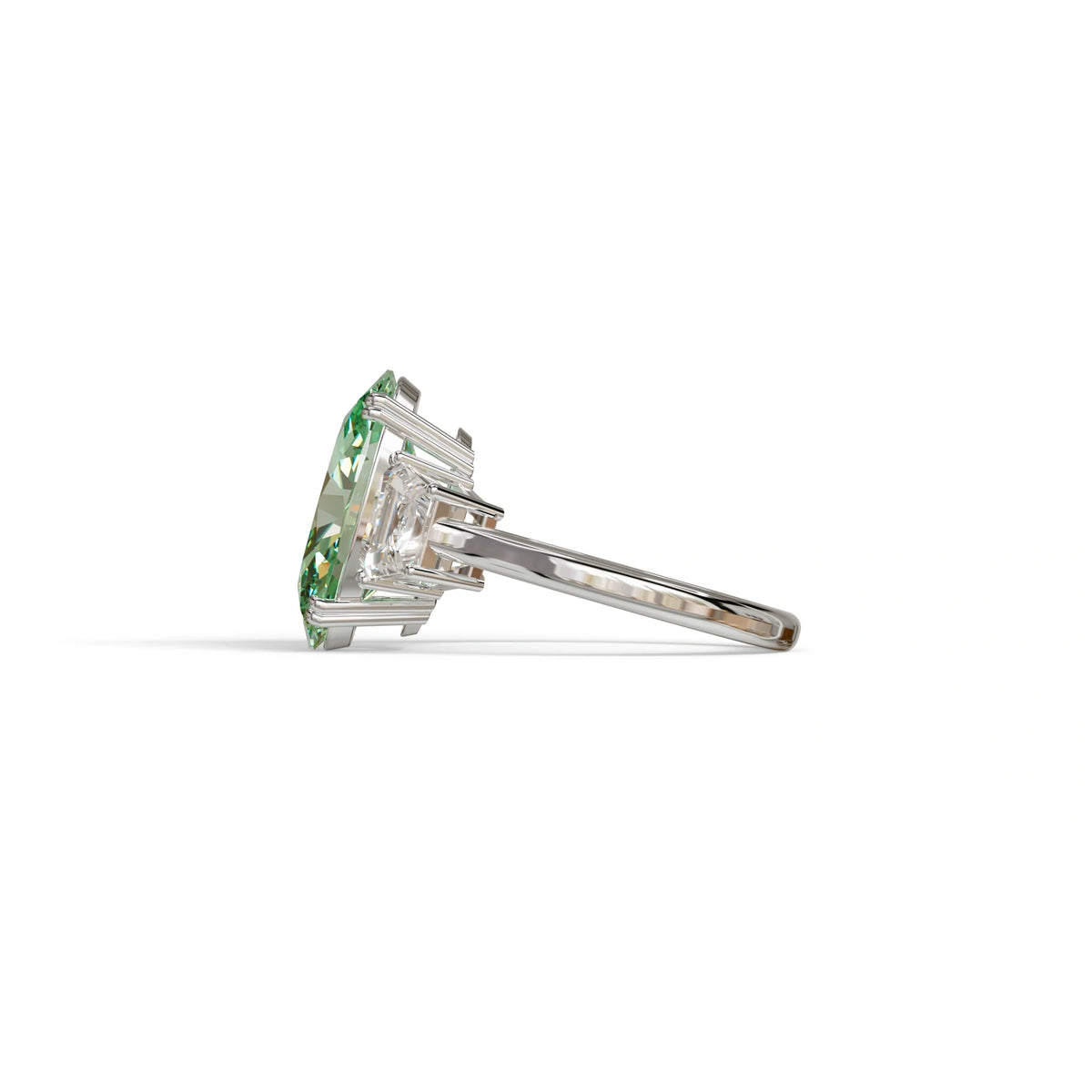 5 Carat Green Lab Grown Diamond Engagement Ring · Oval Cut Three Stone | Solstice - view 6