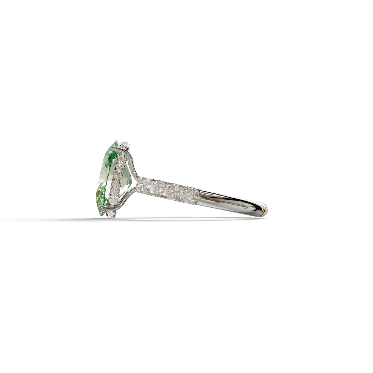 4 Carat Green Oval Cut Lab Diamond Engagement Ring | Hidden Halo - Christie’s