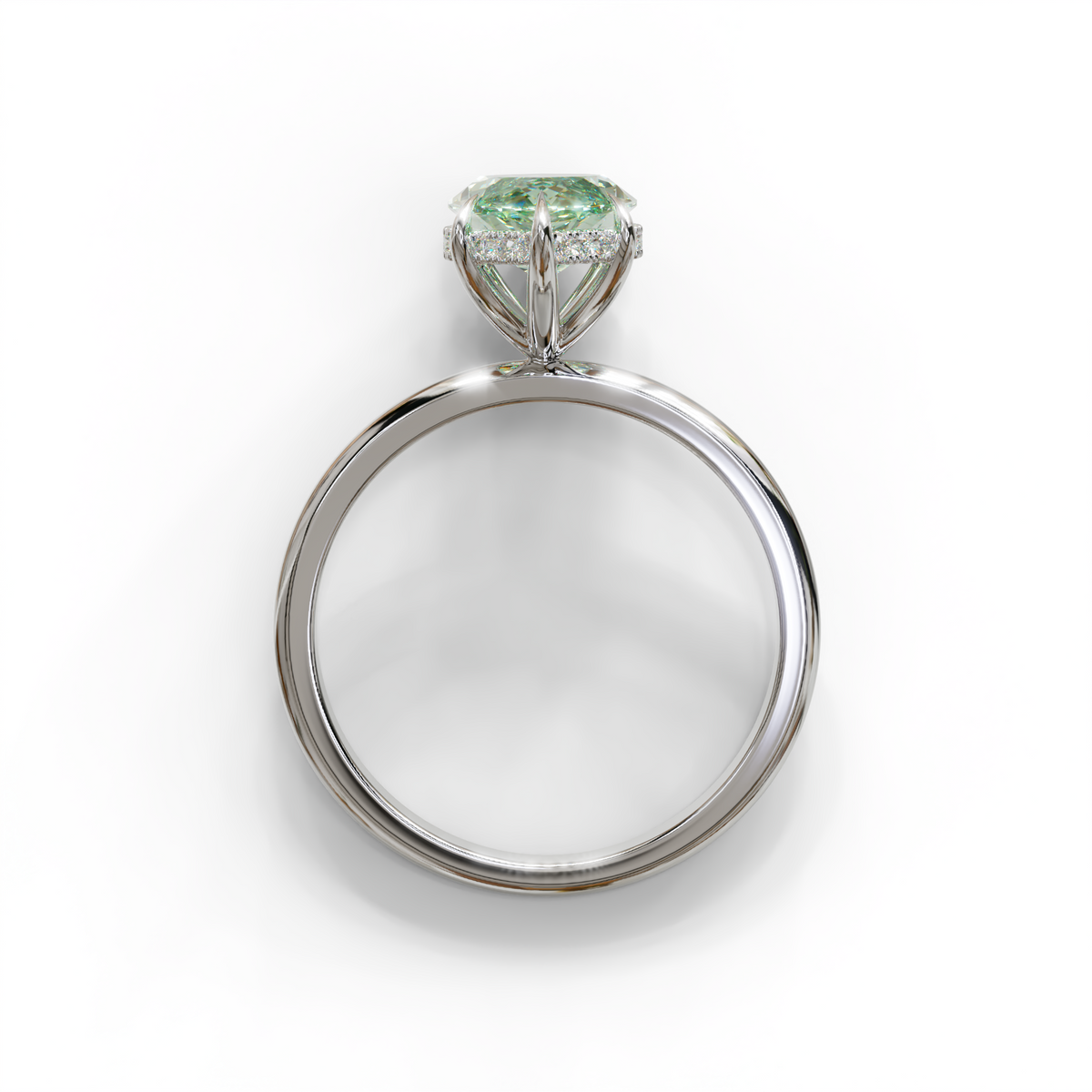 3 Carat Green Marquise Cut Hidden Halo & Claw Setting Lab Grown Diamond Ring -Meraviglioso