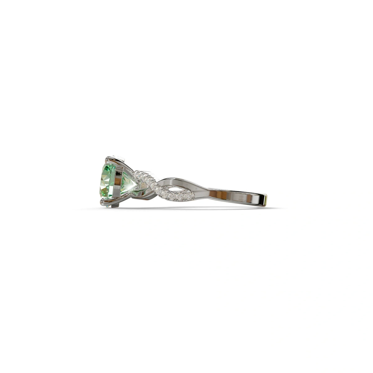 3 Carat Green Round Cut Lab Diamond Ring - Infinity Cross