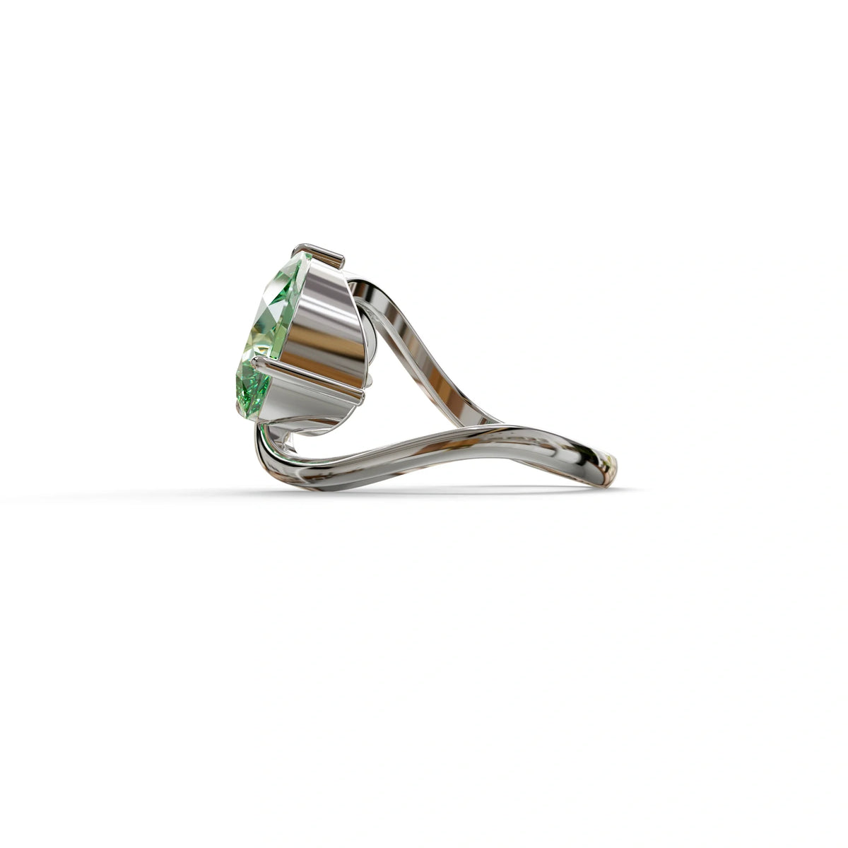2.8 Carat Green Pear and Round Cut Lab Diamond Engagement Ring - Toi Et Moi