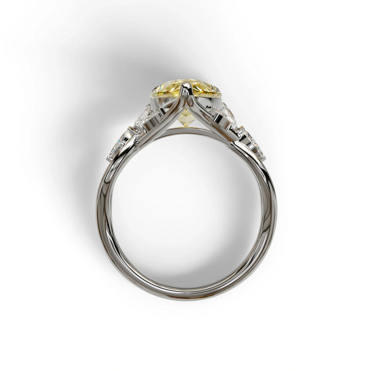 3 Carat Yellow Pear Cut Cluster-Vintage Setting Lab Grown Diamond Ring - Celena