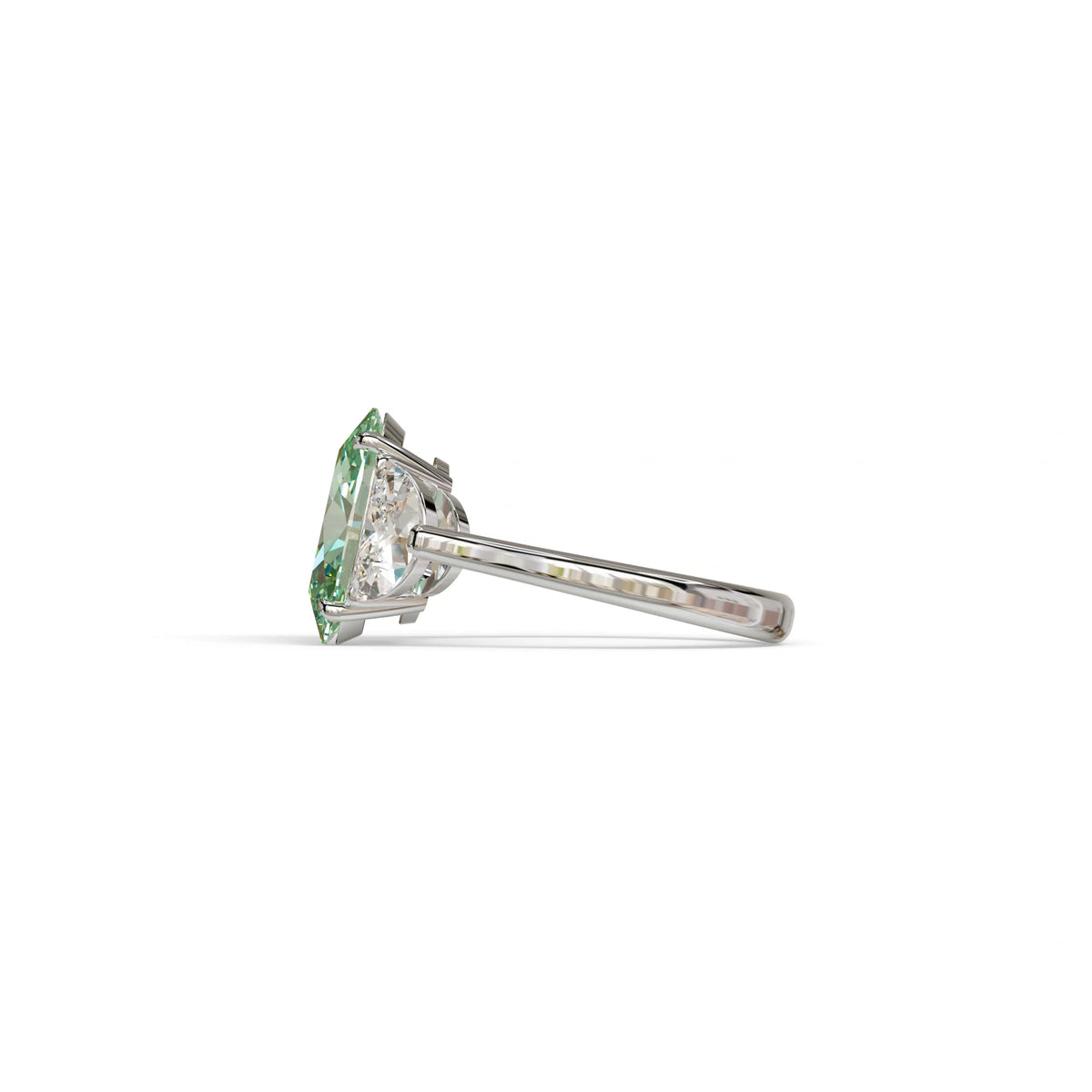 3 Carat Green Lab Grown Diamond Engagement Ring · Oval Cut Three Stone | Constellation - view 6